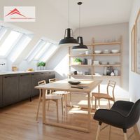 Ventanas VELUX blancas en combinación par en cocina - Las Mejores Ventanas de Tejado